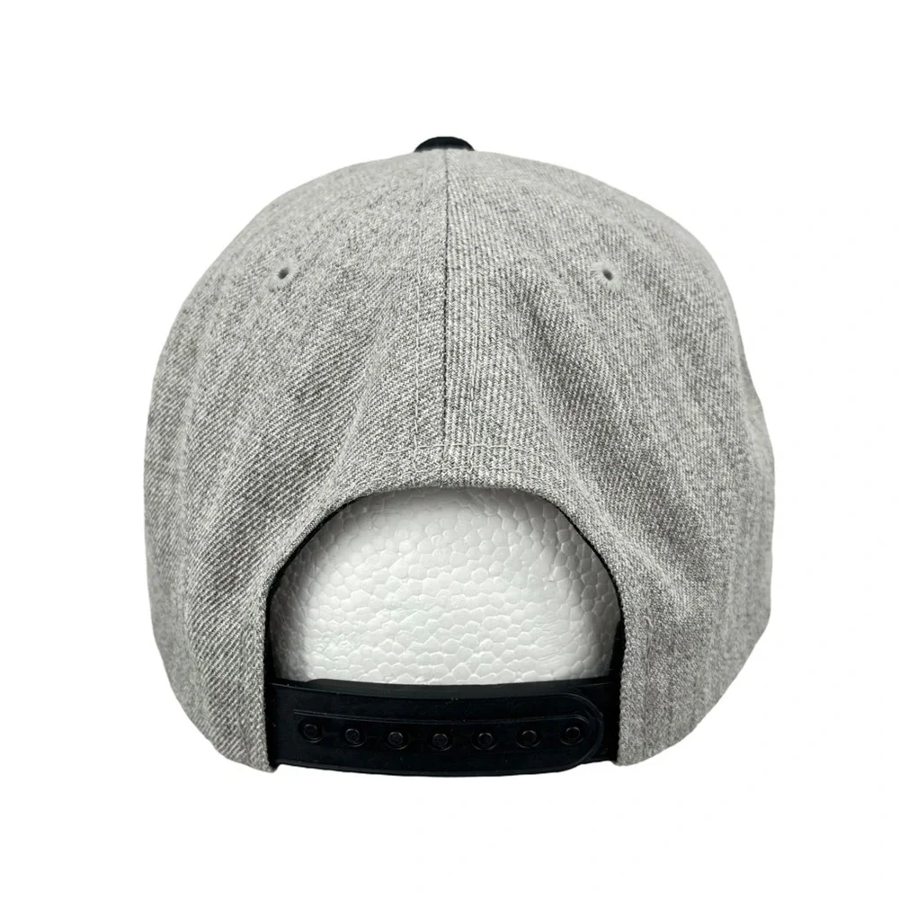 Brixton Gray & Black Circle Patch Logo Flat Bill Snapback‎ Cap Hat
